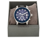 Buy Shop Guess Pinnacle Chronograph Quartz Blue Dial Black Leather Strap Watch For Men - W0673G4 USA Online