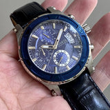 Buy Shop Guess Pinnacle Chronograph Quartz Blue Dial Black Leather Strap Watch For Men - W0673G4 USA Online