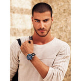 Buy Shop Guess Pinnacle Chronograph Quartz Blue Dial Black Leather Strap Watch For Men - W0673G4 USA Online