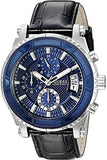 Buy Shop Guess Pinnacle Chronograph Quartz Blue Dial Black Leather Strap Watch For Men - W0673G4 USA Online
