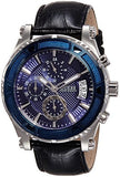 Buy Shop Guess Pinnacle Chronograph Quartz Blue Dial Black Leather Strap Watch For Men - W0673G4 USA Online
