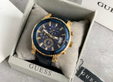 Buy Shop Guess Pinnacle Chronograph Quartz Blue Dial Blue Leather Strap Watch For Men - W0673G2 USA Online