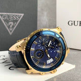 Buy Shop Guess Pinnacle Chronograph Quartz Blue Dial Blue Leather Strap Watch For Men - W0673G2 USA Online
