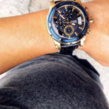 Buy Shop Guess Pinnacle Chronograph Quartz Blue Dial Blue Leather Strap Watch For Men - W0673G2 USA Online
