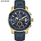 Buy Shop Guess Pinnacle Chronograph Quartz Blue Dial Blue Leather Strap Watch For Men - W0673G2 USA Online