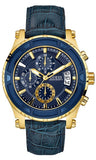 Buy Shop Guess Pinnacle Chronograph Quartz Blue Dial Blue Leather Strap Watch For Men - W0673G2 USA Online
