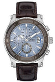 Buy Shop Guess Pinnacle Chronograph Quartz Blue Dial Brown Leather Strap Watch For Men - W0673G1 USA Online