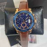 Buy Shop Guess Pinnacle Chronograph Quartz Blue Dial Brown Leather Strap Watch For Women - W0673G3 USA Online
