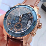 Buy Shop Guess Pinnacle Chronograph Quartz Blue Dial Brown Leather Strap Watch For Women - W0673G3 USA Online