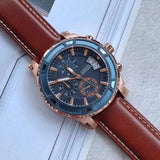 Buy Shop Guess Pinnacle Chronograph Quartz Blue Dial Brown Leather Strap Watch For Women - W0673G3 USA Online