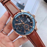 Buy Shop Guess Pinnacle Chronograph Quartz Blue Dial Brown Leather Strap Watch For Women - W0673G3 USA Online