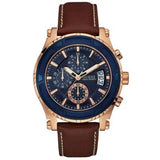 Buy Shop Guess Pinnacle Chronograph Quartz Blue Dial Brown Leather Strap Watch For Women - W0673G3 USA Online