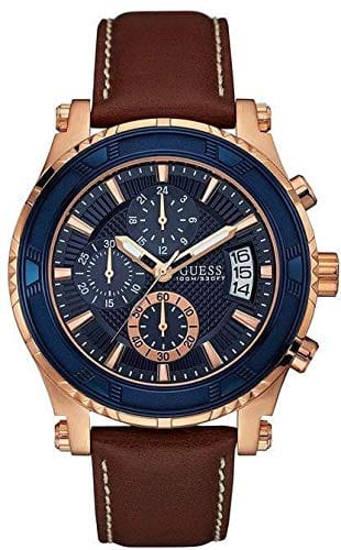 Buy Shop Guess Pinnacle Chronograph Quartz Blue Dial Brown Leather Strap Watch For Women - W0673G3 USA Online