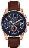 Buy Shop Guess Pinnacle Chronograph Quartz Blue Dial Brown Leather Strap Watch For Women - W0673G3 USA Online
