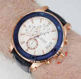 Buy Shop Guess Pinnacle Chronograph White Dial Blue Leather Strap Watch For Men - W0673G6 USA Online