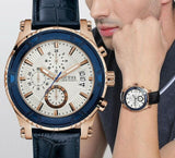 Buy Shop Guess Pinnacle Chronograph White Dial Blue Leather Strap Watch For Men - W0673G6 USA Online