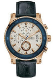 Buy Shop Guess Pinnacle Chronograph White Dial Blue Leather Strap Watch For Men - W0673G6 USA Online