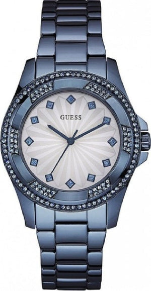 Buy Shop Guess Pinwheel Analog Silver Dial Blue Steel Strap Watch for Women - W0702L1 USA Online
