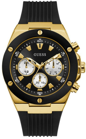 Buy Shop Guess Poseidon Chronograph Black Dial Black Rubber Strap Watch for Men - GW0057G1 USA Online