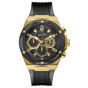 Buy Shop Guess Poseidon Chronograph Black Dial Black Silicone Strap Watch For Men - GW0425G1 USA Online