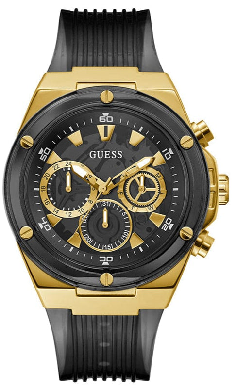 Buy Shop Guess Poseidon Chronograph Black Dial Black Silicone Strap Watch For Men - GW0425G1 USA Online