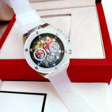 Buy Shop Guess Poseidon Chronograph Rainbow Dial White Silicone Strap Watch For Men - GW0425G4 USA Online