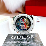 Buy Shop Guess Poseidon Chronograph Rainbow Dial White Silicone Strap Watch For Men - GW0425G4 USA Online