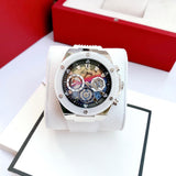 Buy Shop Guess Poseidon Chronograph Rainbow Dial White Silicone Strap Watch For Men - GW0425G4 USA Online