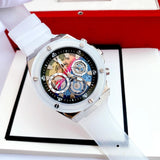 Buy Shop Guess Poseidon Chronograph Rainbow Dial White Silicone Strap Watch For Men - GW0425G4 USA Online