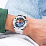 Buy Shop Guess Poseidon Chronograph Rainbow Dial White Silicone Strap Watch For Men - GW0425G4 USA Online