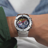 Buy Shop Guess Poseidon Chronograph Rainbow Dial White Silicone Strap Watch For Men - GW0425G4 USA Online