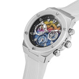 Buy Shop Guess Poseidon Chronograph Rainbow Dial White Silicone Strap Watch For Men - GW0425G4 USA Online