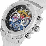 Buy Shop Guess Poseidon Chronograph Rainbow Dial White Silicone Strap Watch For Men - GW0425G4 USA Online