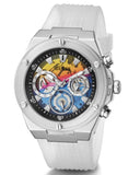 Buy Shop Guess Poseidon Chronograph Rainbow Dial White Silicone Strap Watch For Men - GW0425G4 USA Online