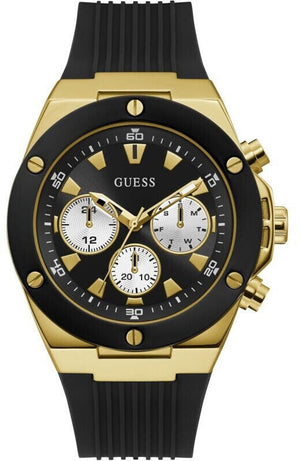 Buy Shop Guess Poseidon Chronograph Black Dial Black Rubber Strap Watch for Men - GW0057G1 USA Online