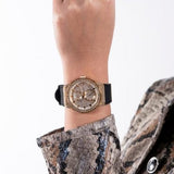 Buy Shop Guess Princess Crystals Gold Dial Black Silicone Strap Watch For Women - GW0439L2 USA Online