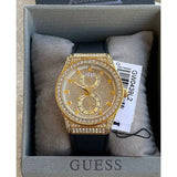 Buy Shop Guess Princess Crystals Gold Dial Black Silicone Strap Watch For Women - GW0439L2 USA Online