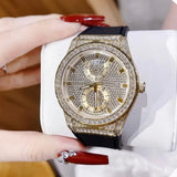 Buy Shop Guess Princess Crystals Gold Dial Black Silicone Strap Watch For Women - GW0439L2 USA Online