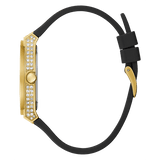 Buy Shop Guess Princess Crystals Gold Dial Black Silicone Strap Watch For Women - GW0439L2 USA Online
