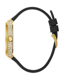 Buy Shop Guess Princess Crystals Gold Dial Black Silicone Strap Watch For Women - GW0439L2 USA Online