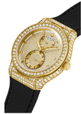 Buy Shop Guess Princess Crystals Gold Dial Black Silicone Strap Watch For Women - GW0439L2 USA Online