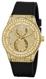 Buy Shop Guess Princess Crystals Gold Dial Black Silicone Strap Watch For Women - GW0439L2 USA Online