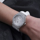 Buy Shop Guess Princess Crystals Silver Dial White Silicone Strap Watch For Women - GW0439L1 USA Online