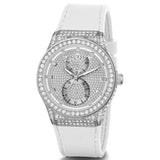 Buy Shop Guess Princess Crystals Silver Dial White Silicone Strap Watch For Women - GW0439L1 USA Online