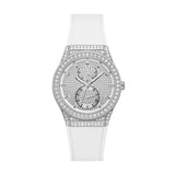 Buy Shop Guess Princess Crystals Silver Dial White Silicone Strap Watch For Women - GW0439L1 USA Online