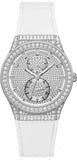 Buy Shop Guess Princess Crystals Silver Dial White Silicone Strap Watch For Women - GW0439L1 USA Online