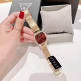 Buy Shop Guess Quartz Red Dial Gold Mesh Strap Watch For Women - GW0354L4 USA Online