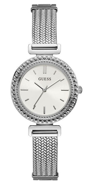 Buy Shop Guess Quartz Silver Dial Silver Mesh Bracelet Watch For Women - W1152L1 USA Online