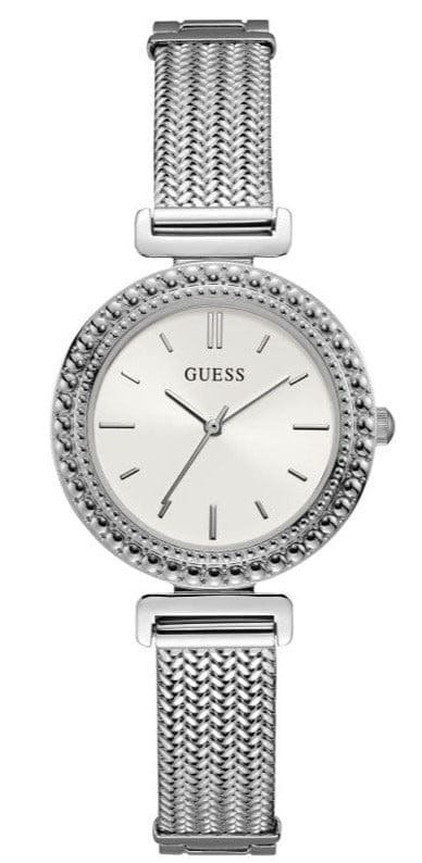 Buy Shop Guess Quartz Silver Dial Silver Mesh Bracelet Watch For Women - W1152L1 USA Online
