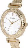 Buy Shop Guess Quartz White Dial Gold Steel Strap Watch For Women - W1152L2 USA Online